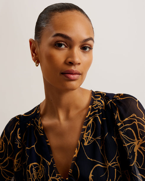 BURSAN-Tops-Cropped Top With Puff Sleeve- Ted Baker Romania